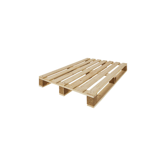 Disposable wooden pallet, max. load 2500 kg, LxWxH 1200 x 800 x 130 mm.