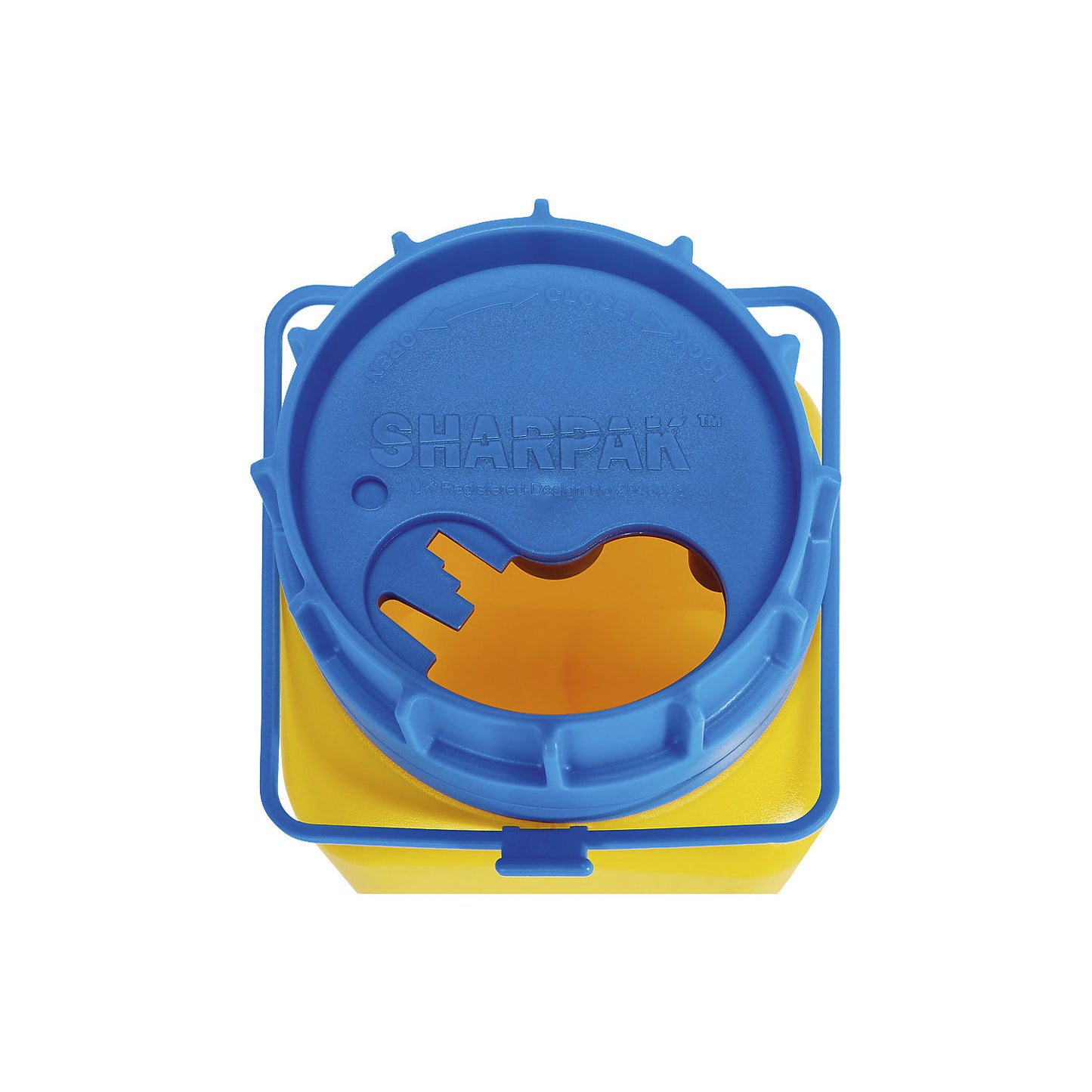 Used blade disposal container, LxW 107 x 105 mm, yellow.
