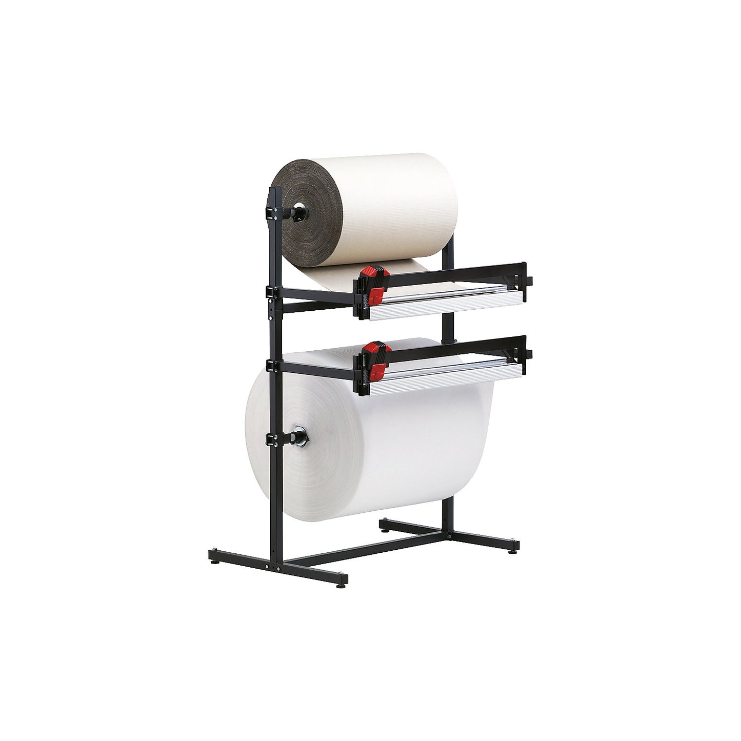 Dispenser stand for film, paper, corrugated cardboard, for roll width 1600 mm, stationary, height 1665 mm.