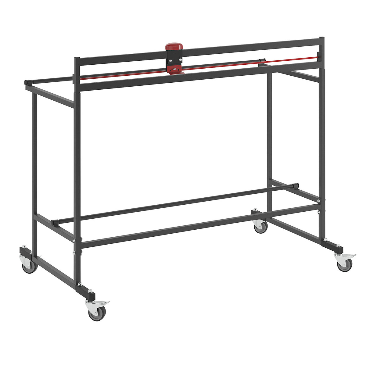 Dispenser stand with castors and cutter, for roll width 1250 mm, height 1160 mm.