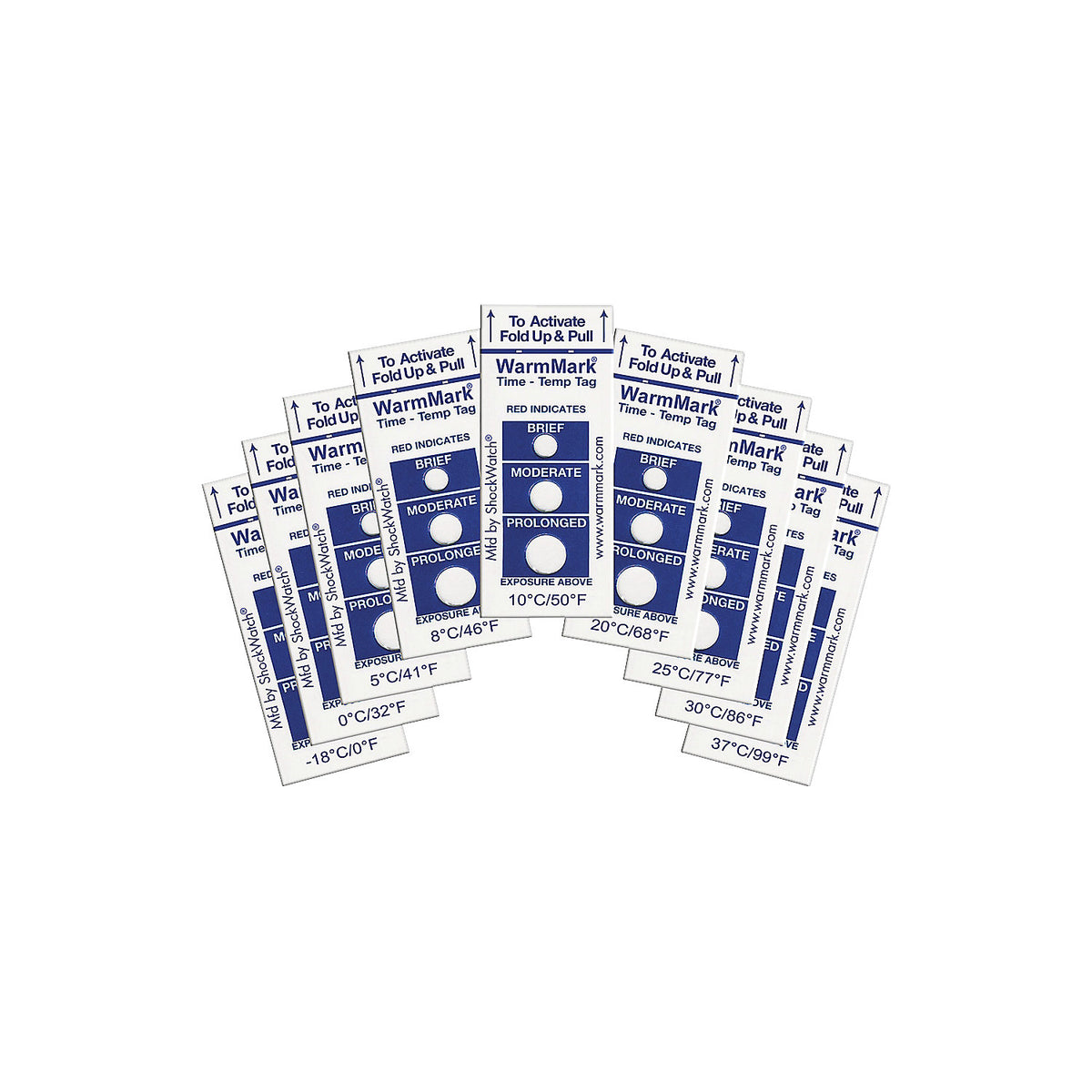 WarmMark® temperature and time indicator, irreversible, pack of 10, temperature limit 30 °C.