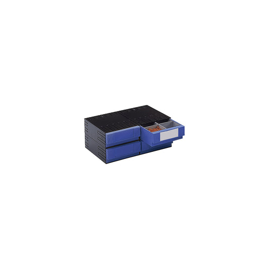 Polystyrene drawer cabinet, HxWxD 202 x 482 x 344.5 mm, 4 drawers, blue.