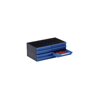 Polystyrene drawer cabinet, HxWxD 202 x 482 x 344.5 mm, 8 drawers, blue.