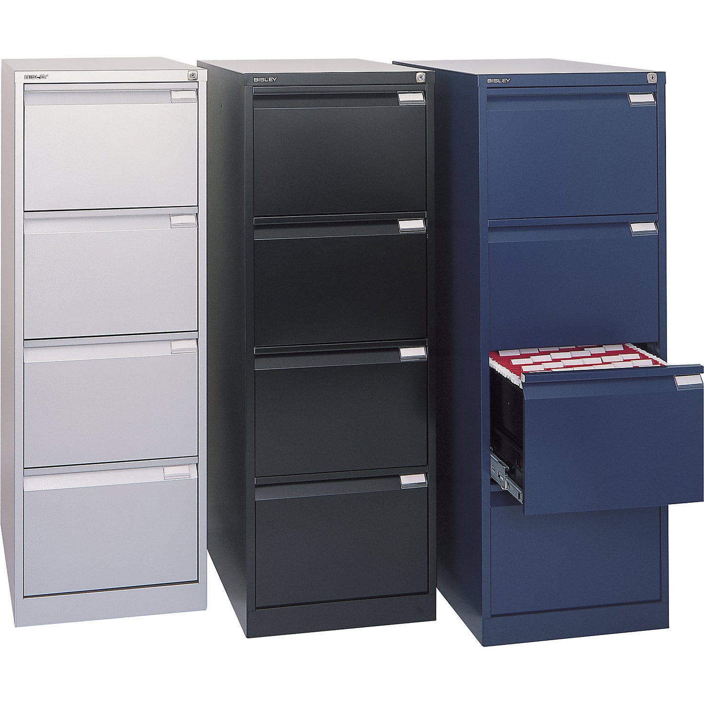 Suspension file cabinet, 1-track, 4 A4 drawers, traffic white.