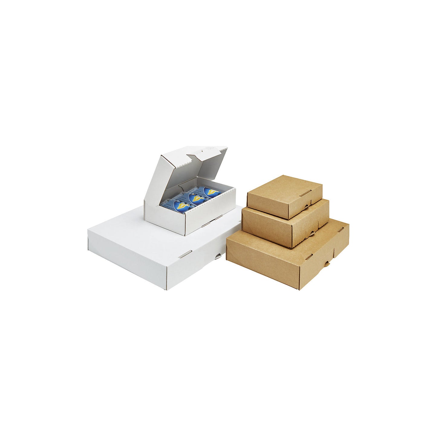 Folding box, with tuck top, internal dimensions 220 x 155 x 55 mm, white, A5, pack of 50.