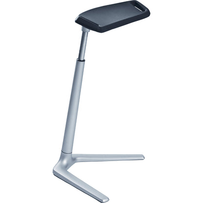 Comfortable anti-fatigue stool, height adjustment range 620 - 850 mm, seat in black.