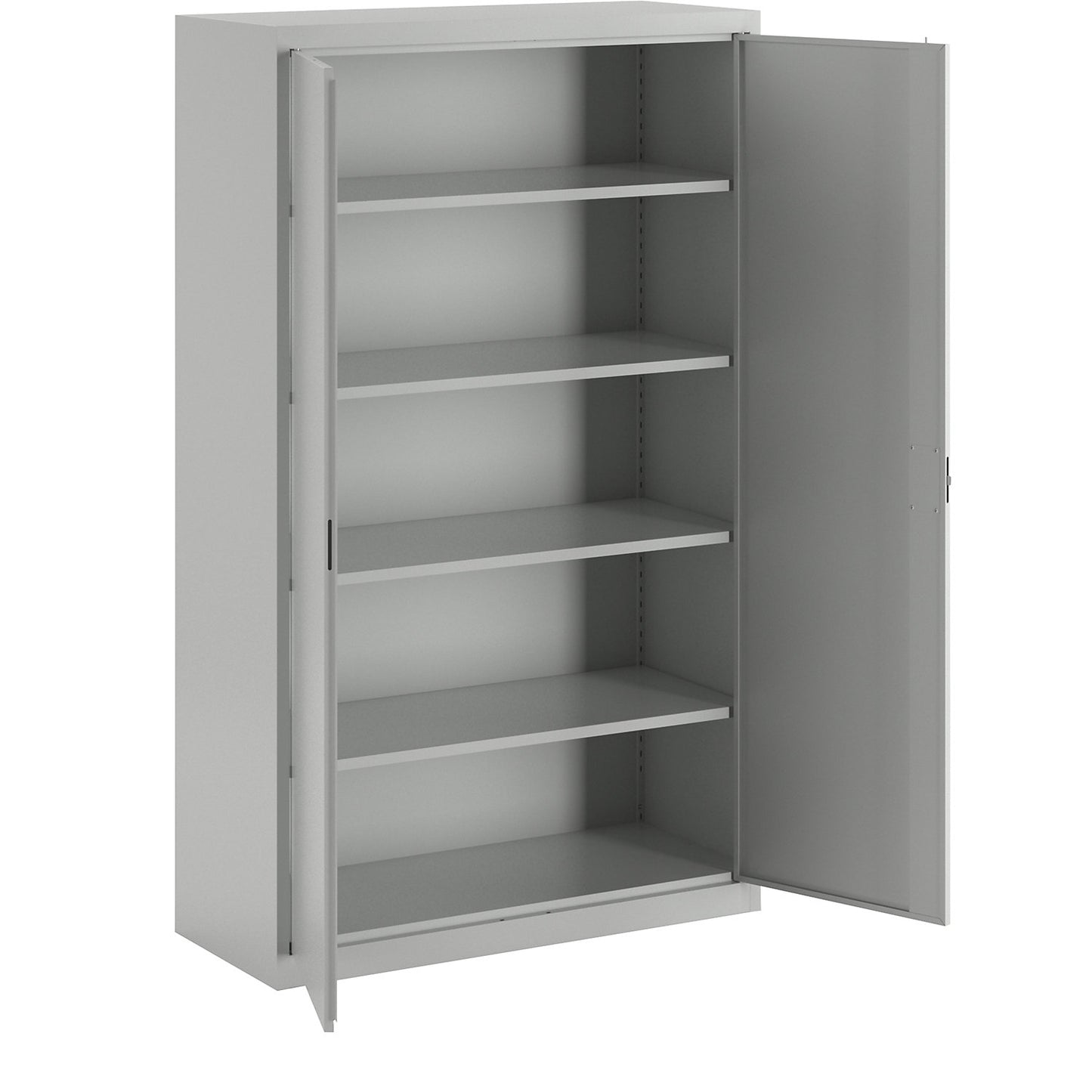 Double door cupboard, 4 shelves, width 1200 mm, light grey.