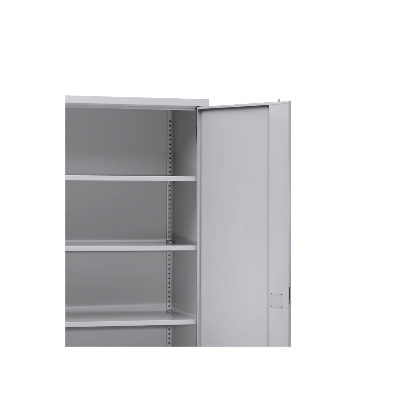 Double door cupboard, 4 shelves, width 1200 mm, light grey.