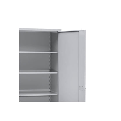 Double door cupboard, 4 shelves, width 1200 mm, light grey.