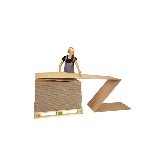 Endless corrugated cardboard, brown, folded dimensions 1150 x 1490 mm, length 200 m.