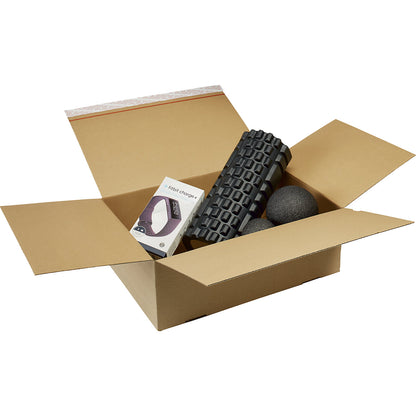 Self erecting cardboard box, self adhesive, internal LxWxH 390 x 290 x 250 mm, pack of 10.