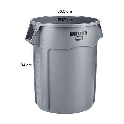 BRUTE® universal container, round, indoor and outdoor use, capacity 208 l, grey.