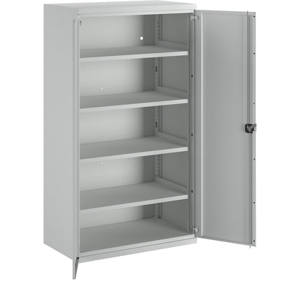 Heavy duty cupboard made of steel, 4 full-width shelves, light grey / light grey.