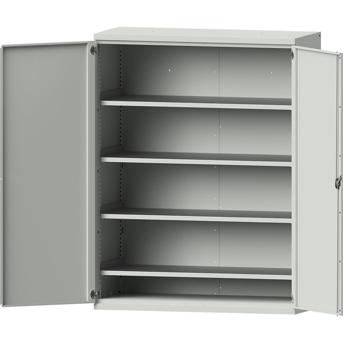 JUMBO heavy duty cupboard made of sheet steel, 4 full-width shelves, light grey / light grey.