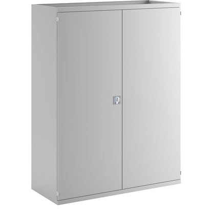 JUMBO heavy duty cupboard made of sheet steel, 6 shelves, 4 x 180 mm high drawers, light grey / light grey.