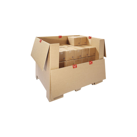 Cardboard box for moulded chipboard pallet, brown, LxWxH 1200 x 800 x 790 mm, 1 Euro pallet.