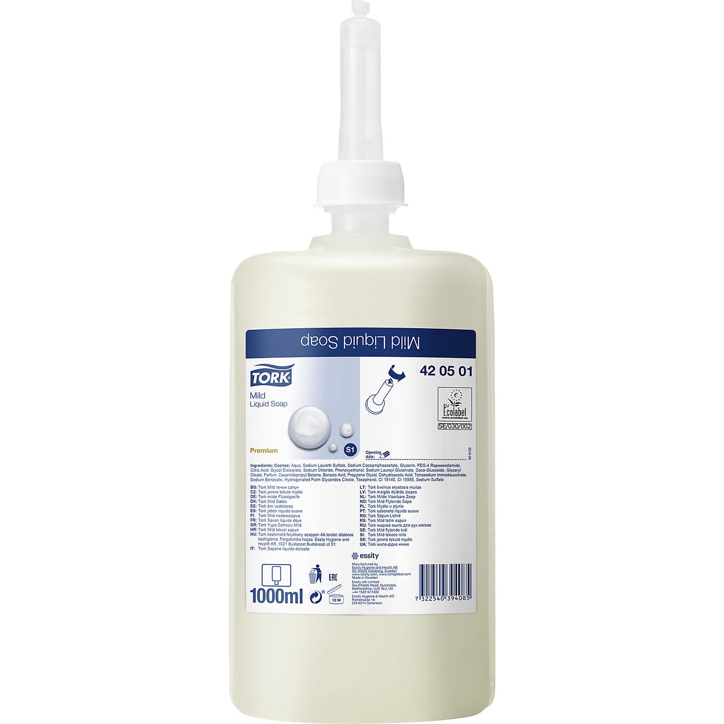 Mild liquid soap, for normal dirt levels, pack of 6 bottles, 1 l each.