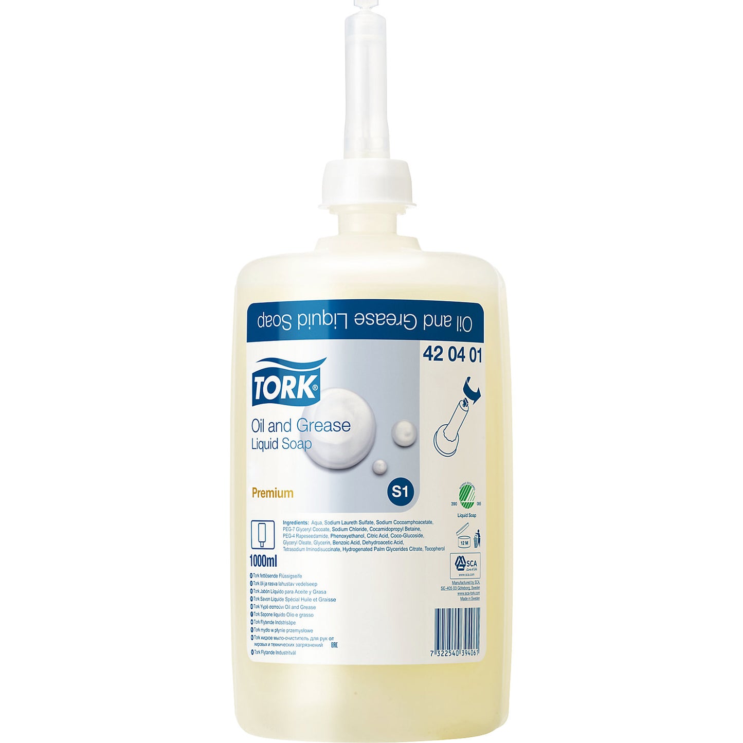 Degreasing liquid soap, premium quality, pack of 6 x 1000 ml, removes oil, paint and coarse dirt.