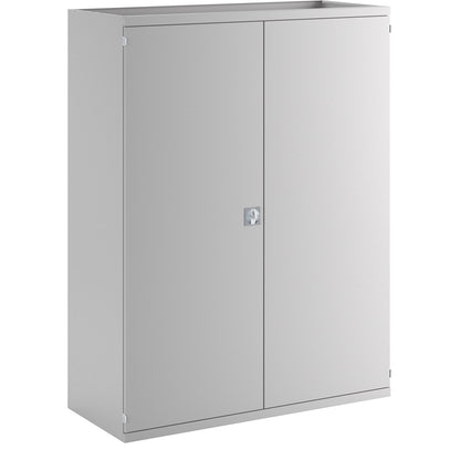 JUMBO heavy duty cupboard made of sheet steel, 6 shelves, drawers 6 x 90 mm, 2 x 120 mm high, light grey / light grey.