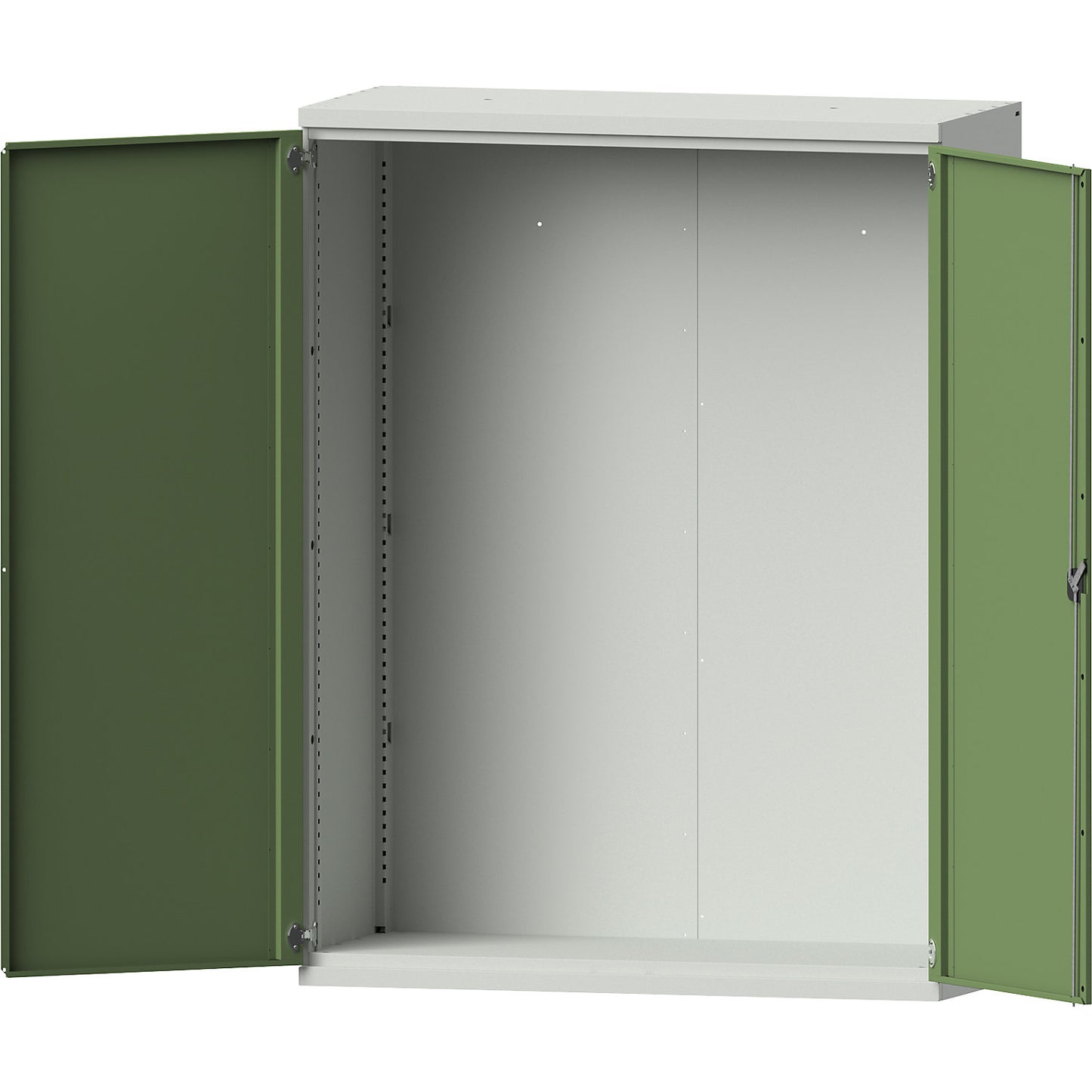JUMBO heavy duty cupboard made of sheet steel, empty cupboard without centre partition, light grey / reseda green.