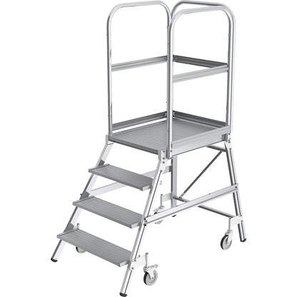 Platform steps with single sided access, platform and steps made of light alloy, 4 steps incl. platform.