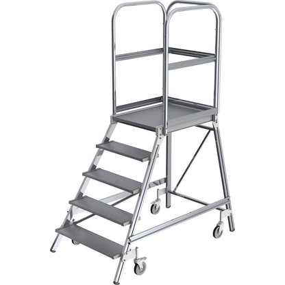 Platform steps with single sided access, platform and steps made of light alloy, 5 steps inclusive platforms.