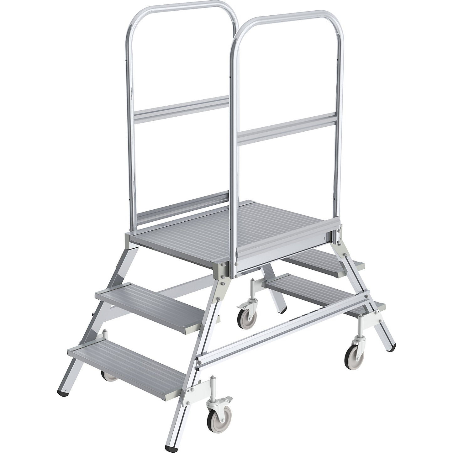 Platform steps with double sided access, platform and steps made of light alloy, 2x3 steps inclusive platform.
