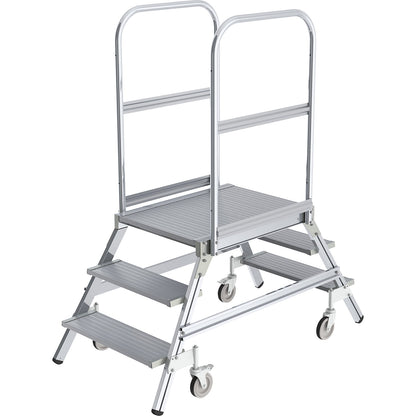 Platform steps with double sided access, platform and steps made of light alloy, 2x3 steps inclusive platform.
