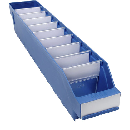Shelf bin made of highly impact resistant polypropylene, blue, LxWxH 500 x 90 x 95 mm, pack of 40.