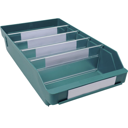 Shelf bin made of highly impact resistant polypropylene, green, LxWxH 400 x 240 x 95 mm, pack of 15.