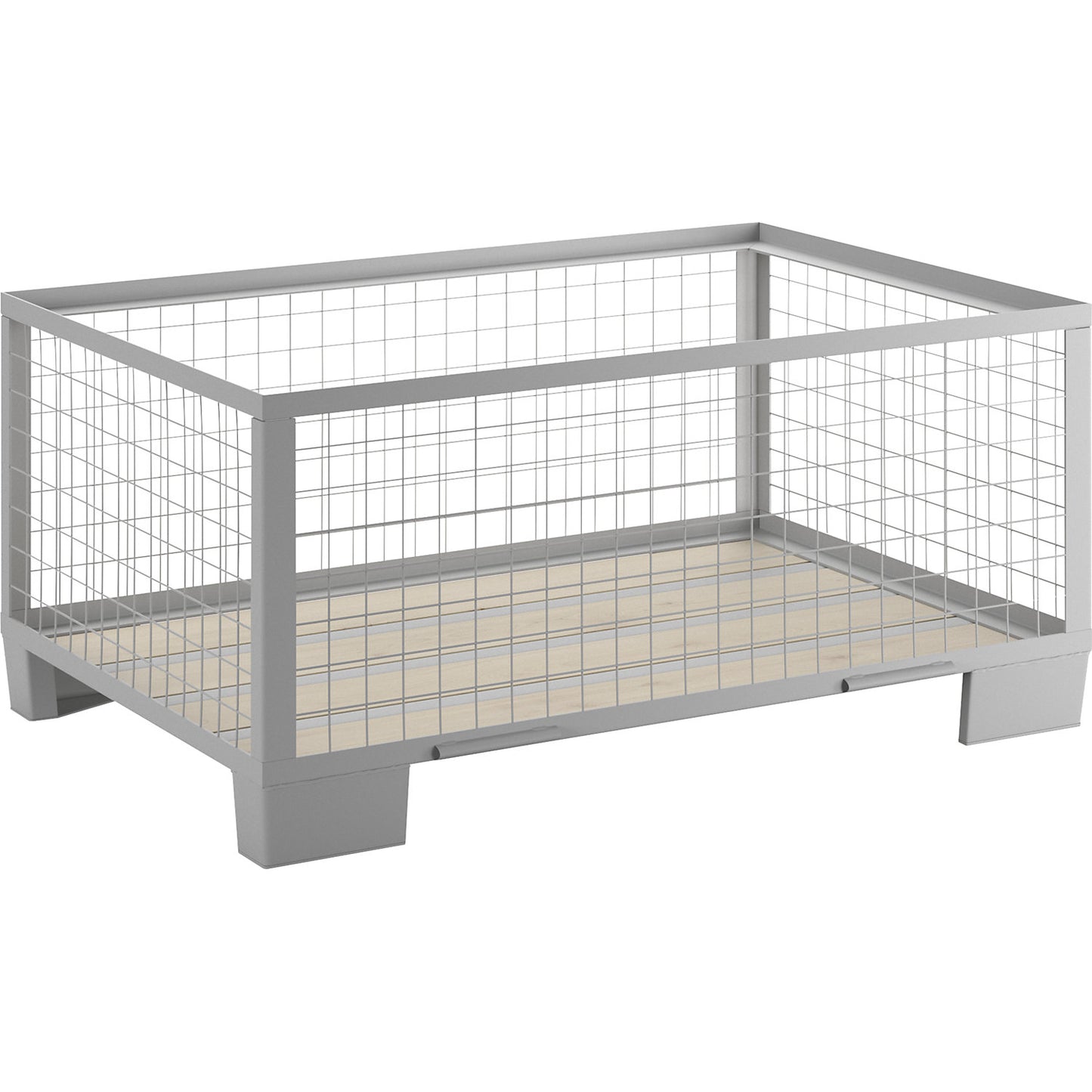 Mesh pallet, medium height, with 4 fixed walls, 1+ items.