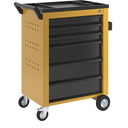 Tool trolley, 6 drawers with individual pull-out stops, HxWxD 930 x 630 x 410 mm, yellow.