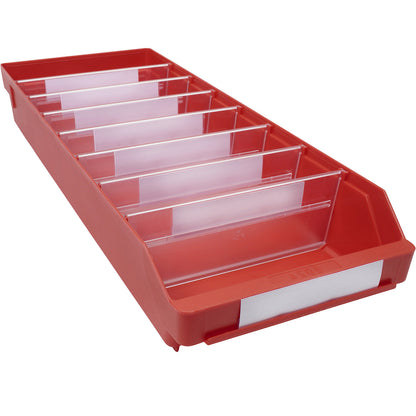 Shelf bin made of highly impact resistant polypropylene, red, LxWxH 600 x 240 x 95 mm, pack of 15.
