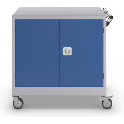 Mobile cupboard, HxWxD 920 x 920 x 610 mm, gentian blue RAL 5010.