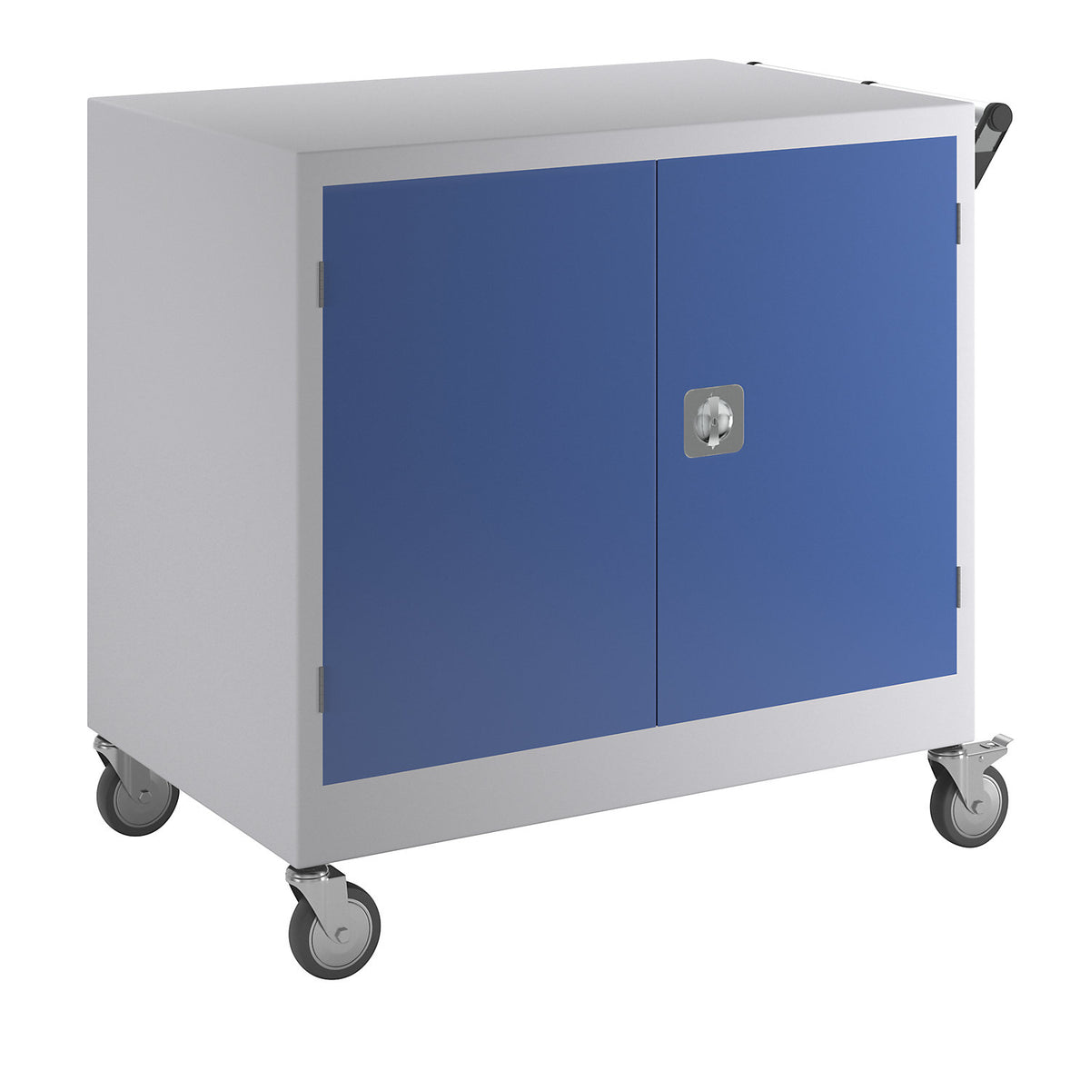 Mobile cupboard, HxWxD 920 x 920 x 610 mm, gentian blue RAL 5010.
