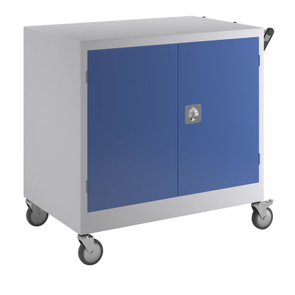 Mobile cupboard, HxWxD 920 x 920 x 610 mm, gentian blue RAL 5010.