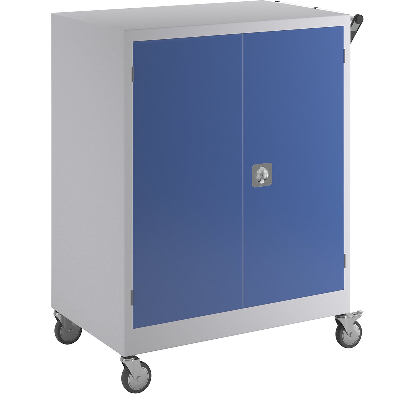 Mobile cupboard, HxWxD 1220 x 920 x 610 mm, gentian blue RAL 5010.