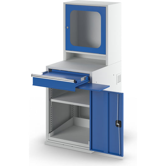 PC cupboard, HxWxD 1600 x 600 x 695 mm, 1 shelf, 1 pull-out shelf.