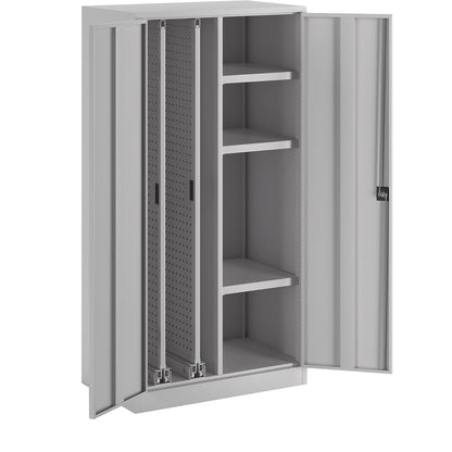 Vertical pull-out cupboard, with 2 drawers and 3 shelves, light grey.