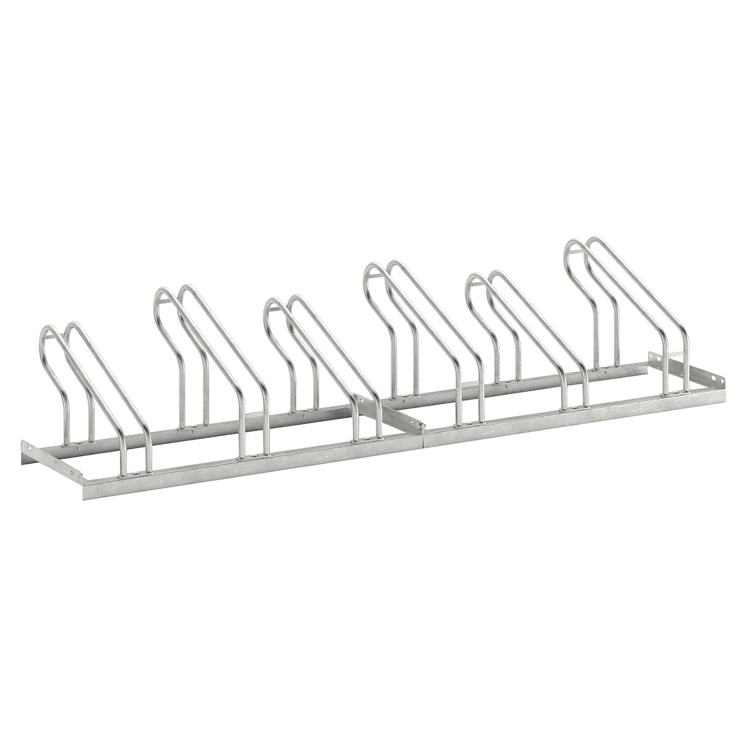 Bicycle rack, bars made of 18 mm steel tubing, single-sided rack, hot-dip galvanised, 6 parking spaces.