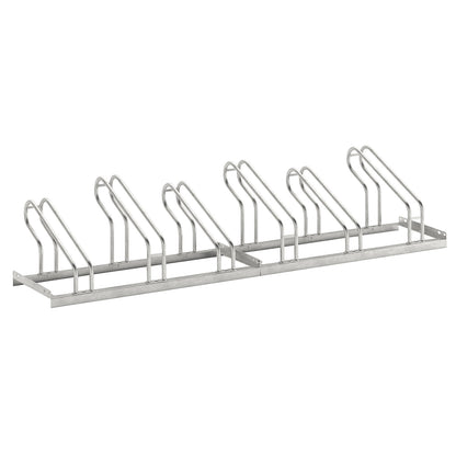 Bicycle rack, bars made of 18 mm steel tubing, single-sided rack, hot-dip galvanised, 6 parking spaces.