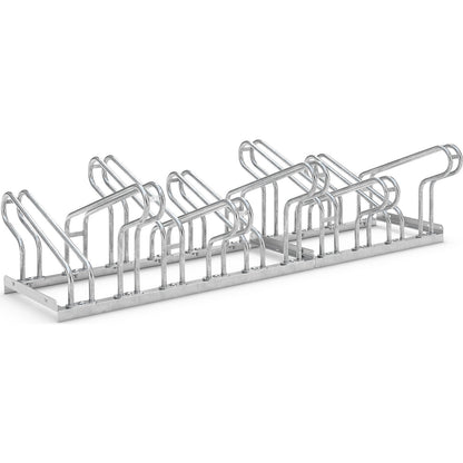 Bicycle rack, bars made of 18 mm steel tubing, double sided rack, hot-dip galvanised, 10 parking spaces.