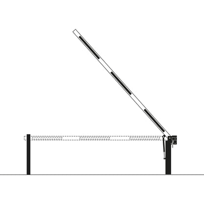 Roadblock, barrier, with gas spring, barrier beam length 3.5 m.