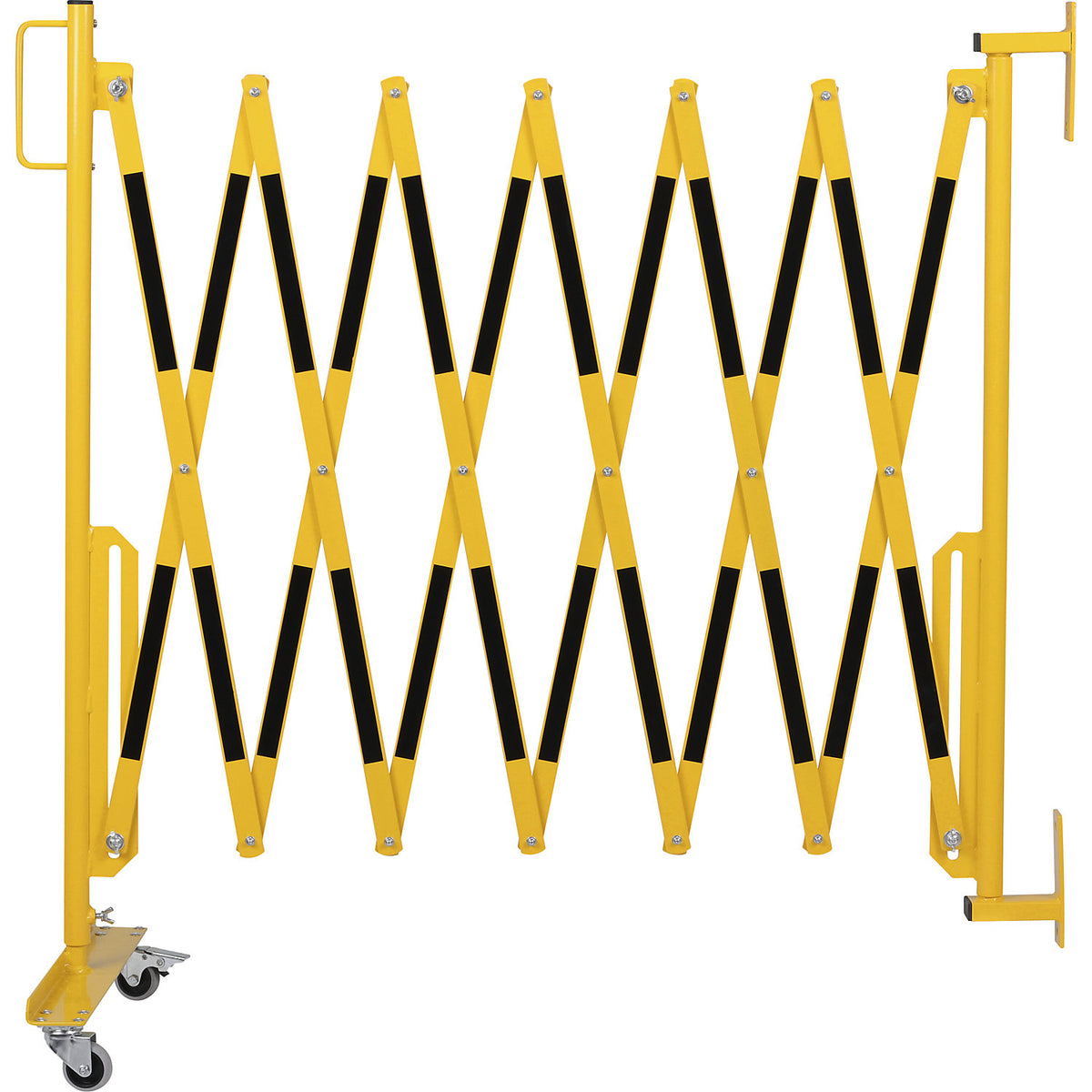 , wall bracket, 2 castors, yellow / black, max. length 3600 mm.