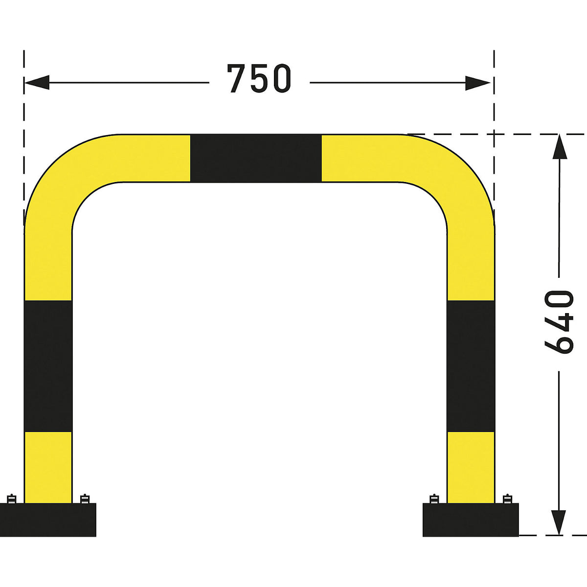 Impact protection guard, steel, Ø 76 mm, with spring element, for outdoor use, HxW 640 x 750 mm.