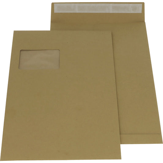 Envelope for A4, C4 format, with window, side gusset 20 mm, pack of 100.