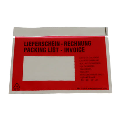 Premium document pouches, imprint Packing list - invoice, pack of 500, LxW 175 x 140 mm.