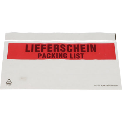 Premium light document pouches, Packing list imprint, pack of 250, long documents.