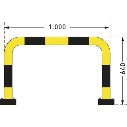 Impact protection guard, steel, Ø 76 mm, with spring element, for indoor use, HxW 640 x 1000 mm.