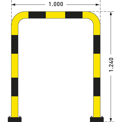 Impact protection guard, steel, Ø 76 mm, with spring element, for indoor use, HxW 1240 x 1000 mm.
